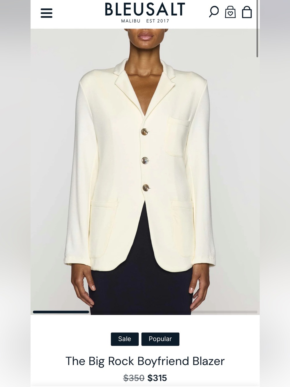 White Big Rock Blazer Women’s Bleusalt New Size 1 (Small)